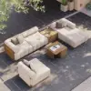 Resaro 7-Piece Outdoor Modular Natural Teak Sectional Fluted Sofa Set