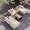 Resaro 7-Piece Outdoor Modular Natural Teak Sectional Fluted Sofa Set