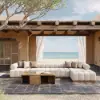 Resaro 7-Piece Outdoor Modular Natural Teak Sectional Fluted Sofa Set