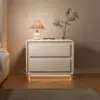 Modern 2-drawer off-white MDF Nightstand with USB and Lighting Set of 2 – 50cm