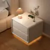 Modern 2-drawer off-white MDF Nightstand with USB and Lighting Set of 2 – 50cm