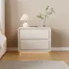 Modern 2-drawer off-white MDF Nightstand with USB and Lighting Set of 2 – 50cm