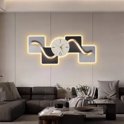 1000mm Horizontal Silent Wall Clock Light Modern Geometric Decor Art Living Room