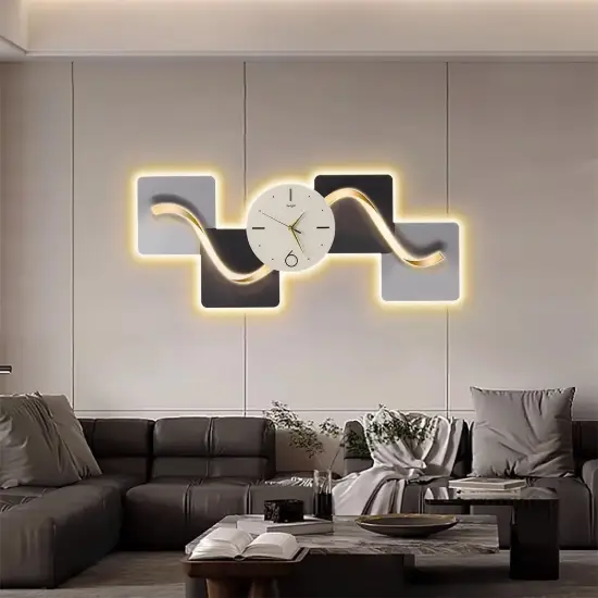 1000mm Horizontal Silent Wall Clock Light Modern Geometric Decor Art Living Room