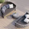 Cocaro 2-Piece Outdoor Weatherproof Daybed with Foldable Sun Canopy (220 cm) in Gray