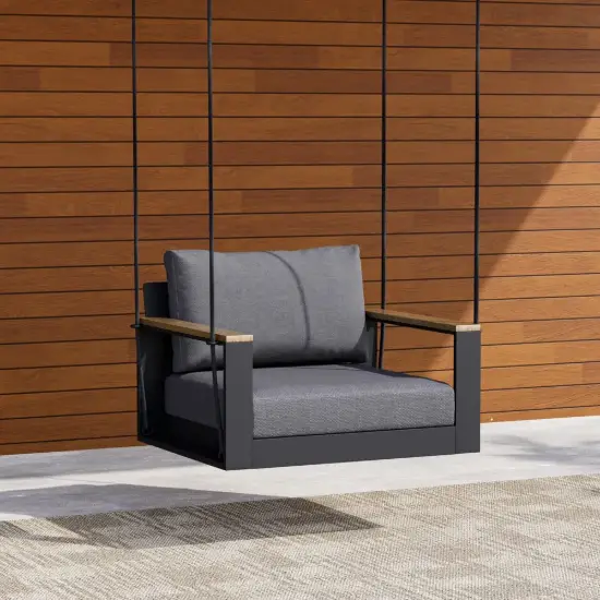 Tevara Outdoor Teak & Aluminium 1-Seater Swing Sofa in Grey