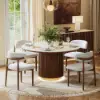 Picture of Modern Boucle Dining Chair with Walnut Rubber Wood Legs, 1 Piece