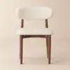 Picture of Modern Boucle Dining Chair with Walnut Rubber Wood Legs, 1 Piece