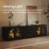 Arune 183cm Arched Glass Doors TV Unit with Storage and LED