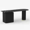 Modern 71" L-Shaped Curved Desk with Sintered Stone Top