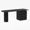 Modern 71" L-Shaped Curved Desk with Sintered Stone Top