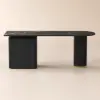 Modern 71" L-Shaped Curved Desk with Sintered Stone Top