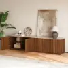 Aura 213 cm Ash Wood Fluted Walnut TV Unit with Sintered Stone Top