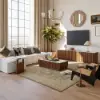 Aura 213 cm Ash Wood Fluted Walnut TV Unit with Sintered Stone Top
