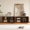 Aura 213 cm Ash Wood Fluted Walnut TV Unit with Sintered Stone Top