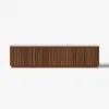 Aura 213 cm Ash Wood Fluted Walnut TV Unit with Sintered Stone Top