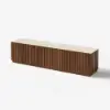 Aura 213 cm Ash Wood Fluted Walnut TV Unit with Sintered Stone Top