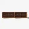 Aura 213 cm Ash Wood Fluted Walnut TV Unit with Sintered Stone Top