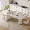 Expandable Kitchen Island with Marble-Pattern Sintered Stone Top 180-210cm