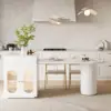 Expandable Kitchen Island with Marble-Pattern Sintered Stone Top 180-210cm