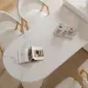 Expandable Kitchen Island with Marble-Pattern Sintered Stone Top 180-210cm