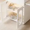 Expandable Kitchen Island with Marble-Pattern Sintered Stone Top 180-210cm