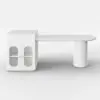 Expandable Kitchen Island with Marble-Pattern Sintered Stone Top 180-210cm
