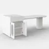Expandable Kitchen Island with Marble-Pattern Sintered Stone Top 180-210cm