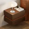 Lumio Walnut 2-Drawer Floating LED Bedside Table with Charging Station
