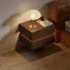 Lumio Walnut 2-Drawer Floating LED Bedside Table with Charging Station