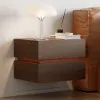 Lumio Walnut 2-Drawer Floating LED Bedside Table with Charging Station