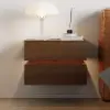Lumio Walnut 2-Drawer Floating LED Bedside Table with Charging Station