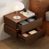 Lumio Walnut 2-Drawer Floating LED Bedside Table with Charging Station
