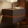 Picture of Lumio Walnut 2-Drawer Floating LED Besidetable with Charging Station, Set of 2