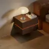 Picture of Lumio Walnut 2-Drawer Floating LED Besidetable with Charging Station, Set of 2