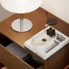 Picture of Lumio Walnut 2-Drawer Floating LED Besidetable with Charging Station, Set of 2