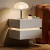 Lumio White 2-Drawer Floating LED Besidetable with Charging Station, Set of 2