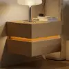 Lumio Natural 2-Drawer Floating LED Besidetable with Charging Station, Set of 2