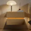 Lumio Natural 2-Drawer Floating LED Besidetable with Charging Station, Set of 2