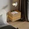 Lumio Natural 2-Drawer Floating LED Bedside Table with Charging Station