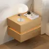 Lumio Natural 2-Drawer Floating LED Bedside Table with Charging Station