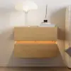 Lumio Natural 2-Drawer Floating LED Bedside Table with Charging Station