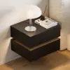 Lumio Black 2-Drawer Floating LED Bedside Table with Charging Station