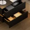 Lumio Black 2-Drawer Floating LED Bedside Table with Charging Station