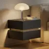 Lumio Black 2-Drawer Floating LED Besidetable with Charging Station, Set of 2