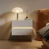 Lumio White 2-Drawer Floating LED Bedside Table with Charging Station