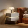 Lumio White 2-Drawer Floating LED Bedside Table with Charging Station