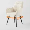 Modern Dining Chair Beige Velvet Upholstered Dining Chairs With Arms (Set of 2)