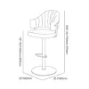 Modern Warm White Boucle Adjustable Swivel Counter Stool with Matte Black Base, 1 Piece