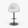 Modern Warm White Boucle Adjustable Swivel Counter Stool with Matte Black Base, 1 Piece